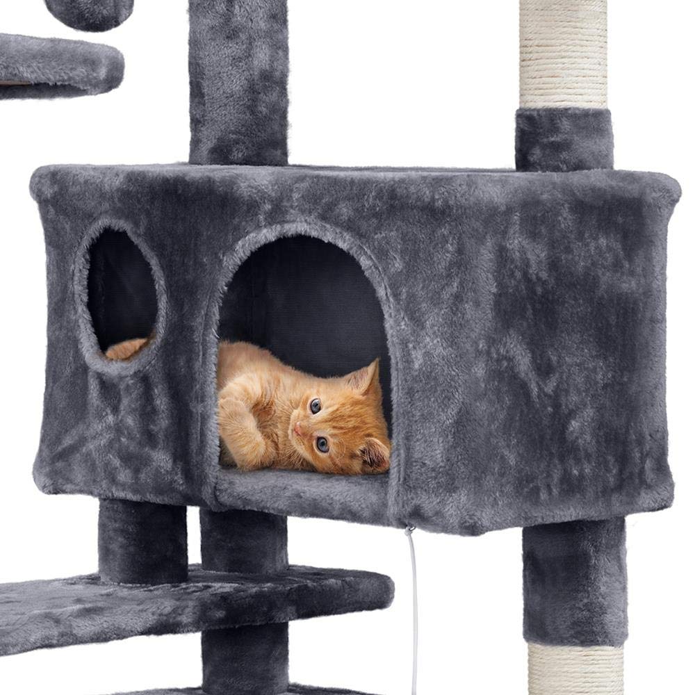 Topeakmart 54In Cat Tree, Cat Tower W/Large Cat Condo Scratching Posts And Perch, Cat Stand House Furniture, Dark Gray