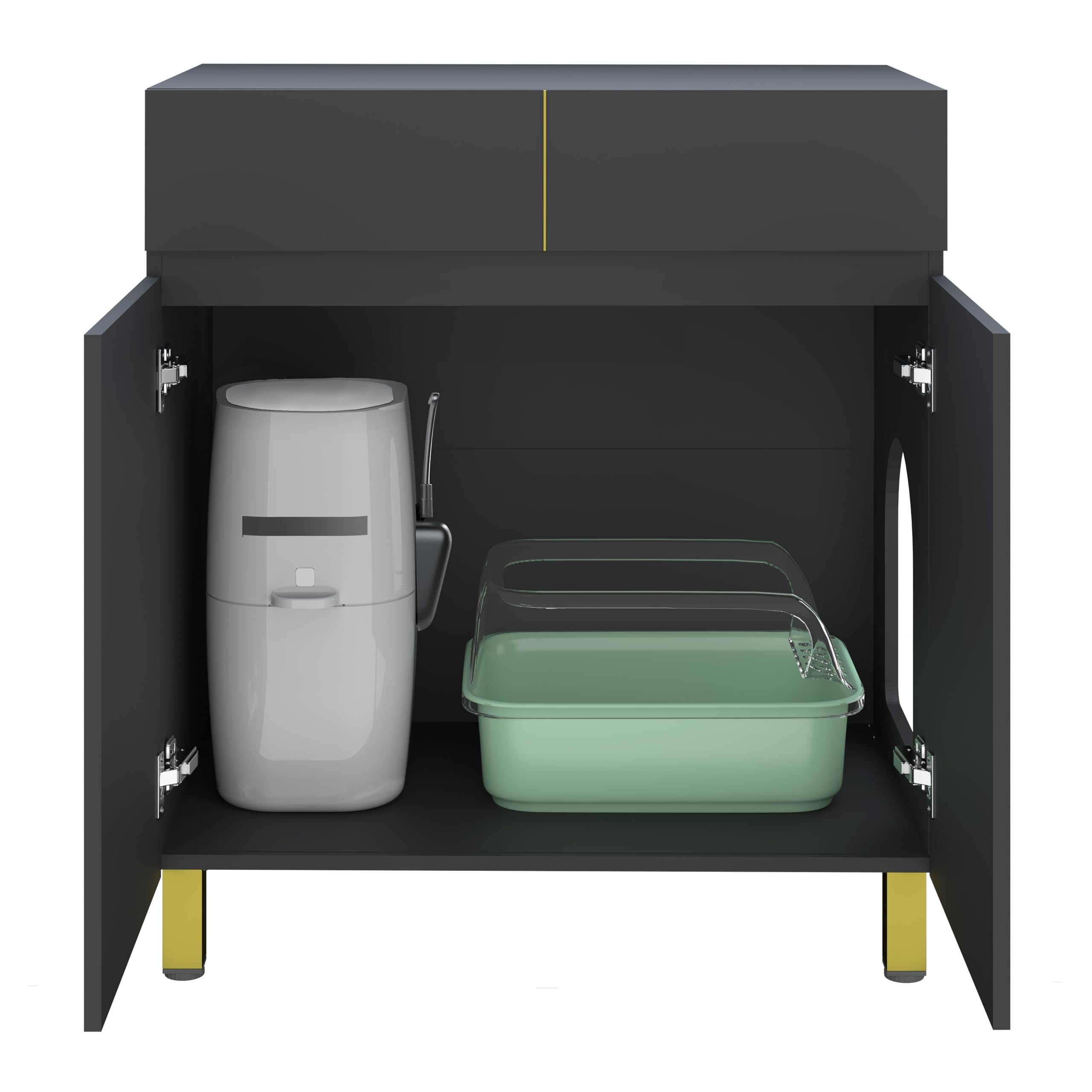 Amunrbrek Large/Tall Litter Box Enclosure, Modern Wooden Litter Box Furniture for XL Litterbox with Drawer as Sideboard Cabinet