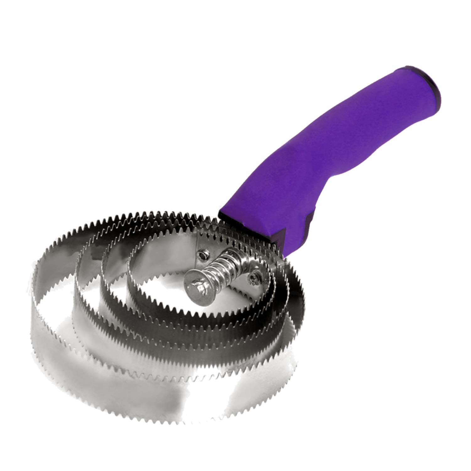 Both Winners Reversible Stainless Steel Curry Comb With Soft Touch Grip (Purple)