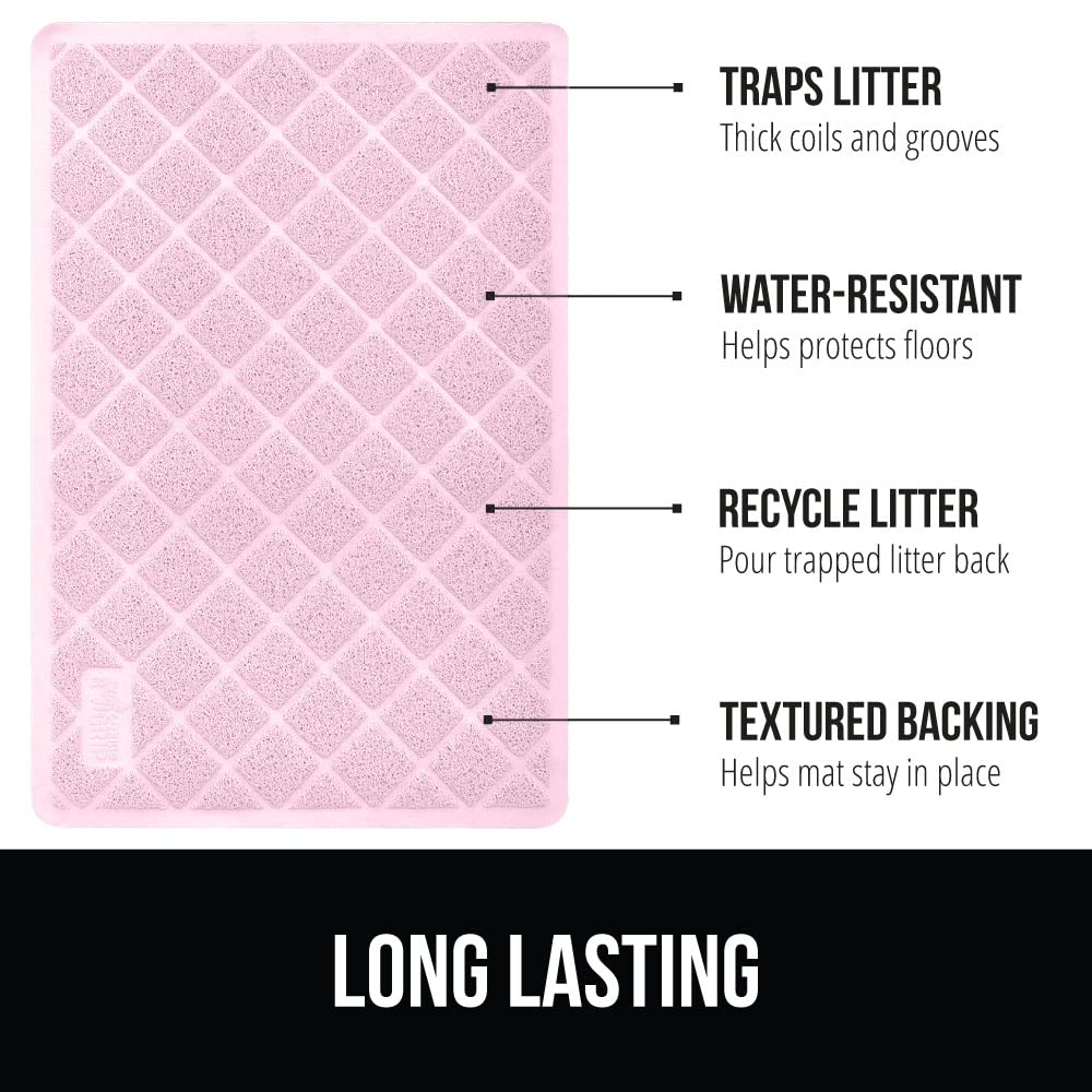 GORILLA GRIP Cat Litter Box Mat, 47x35, Water Resistant, US Designed Kitty Litter Trapping Mats, Easy to Clean, Scatter Control,
