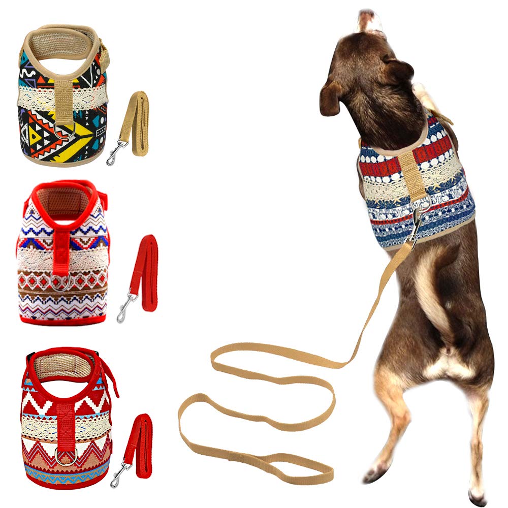 Muttitude Dog Harness & Leash Set for Small Breeds (Large, Goa)
