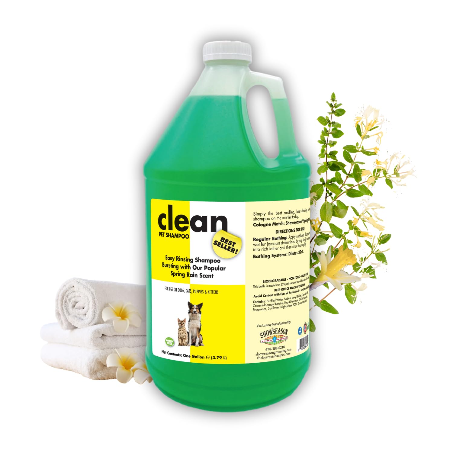 Clean Shampoo for Dogs and Cats with Great Long Lasting Scent 1 Gallon | Cruelty-Free | Paraben-Free | Biodegradable and Non-Tox