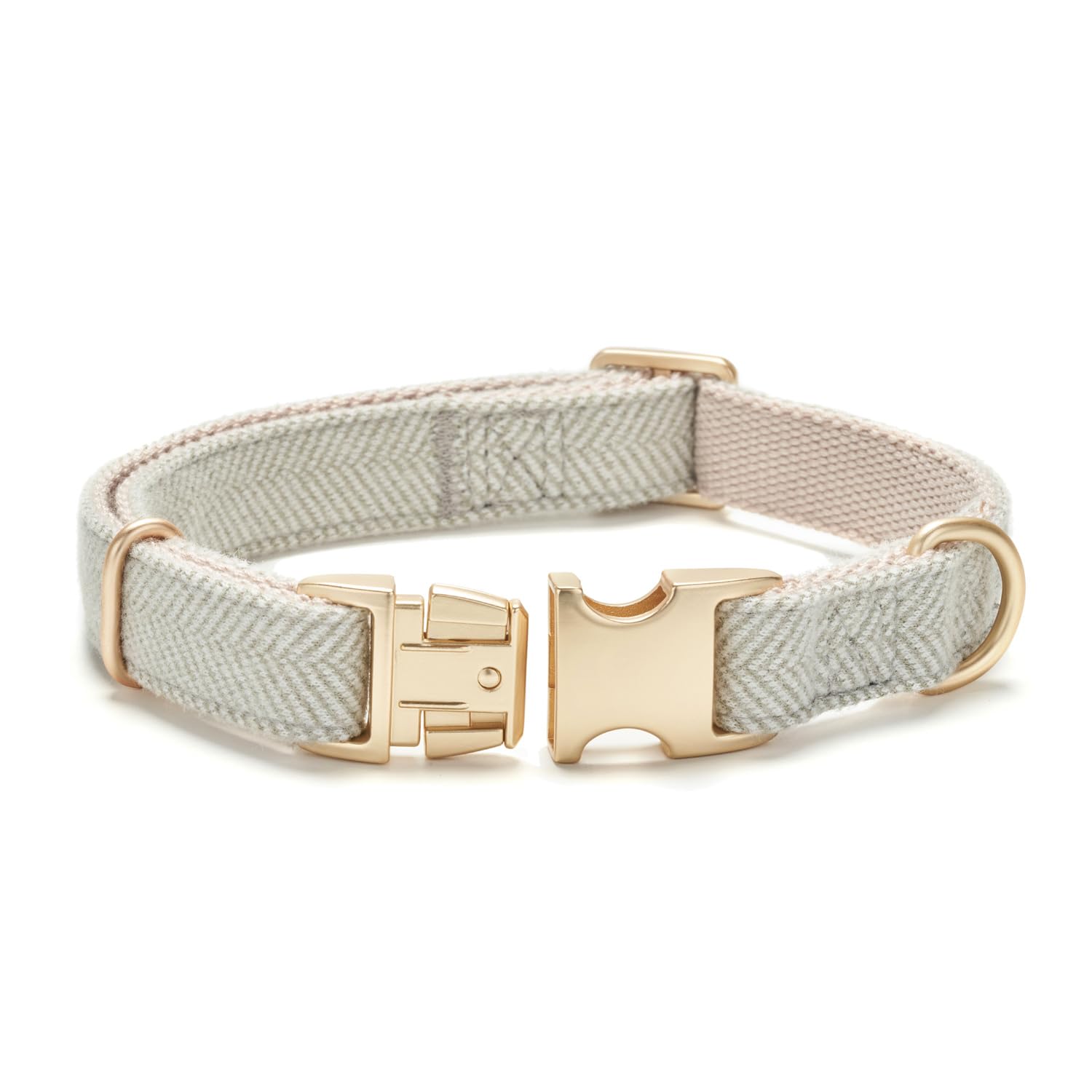 YUDOTE Soft Cotton Hemp Dog Collar with Metal Buckle Adjustable Twilled Dog Collars for Small Medium Large Dogs(Grey,Small)