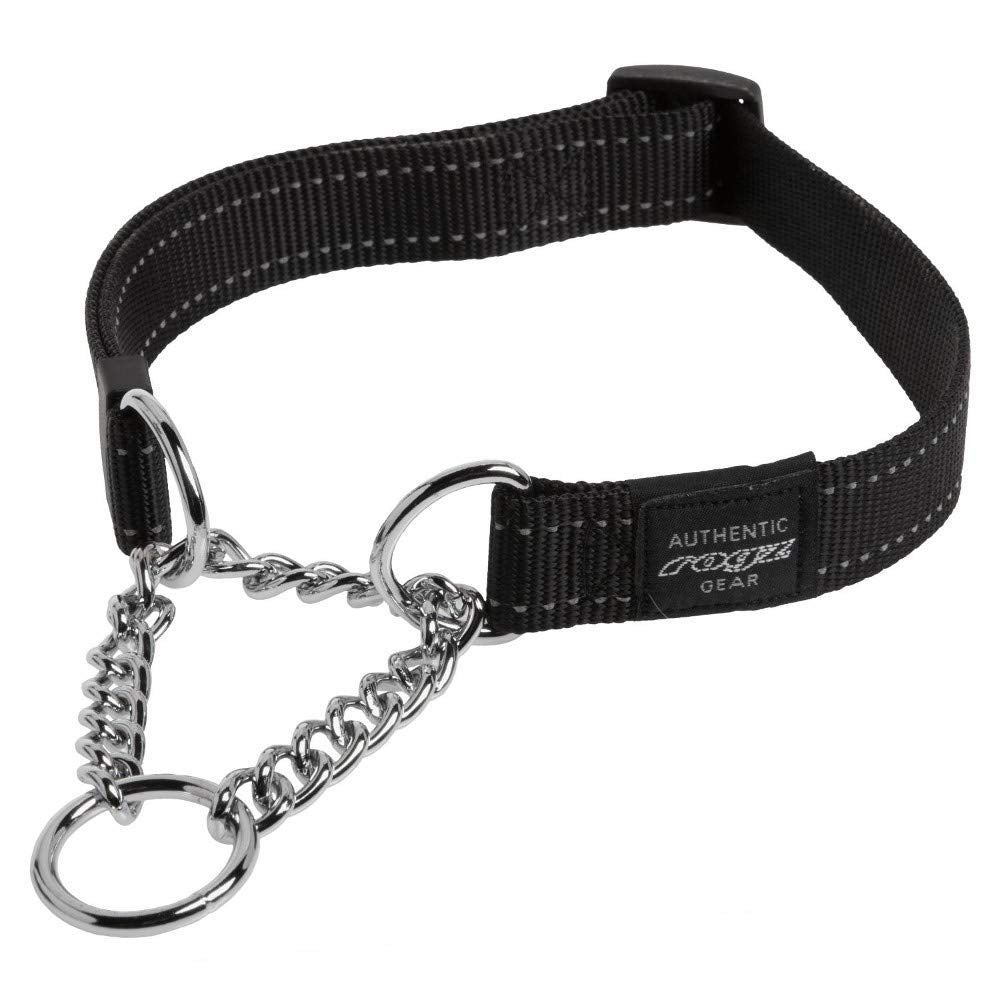 Reflective Nylon Choke Collar; Slip Show Obedience Training Gentle Choker For Large Dogs, Black