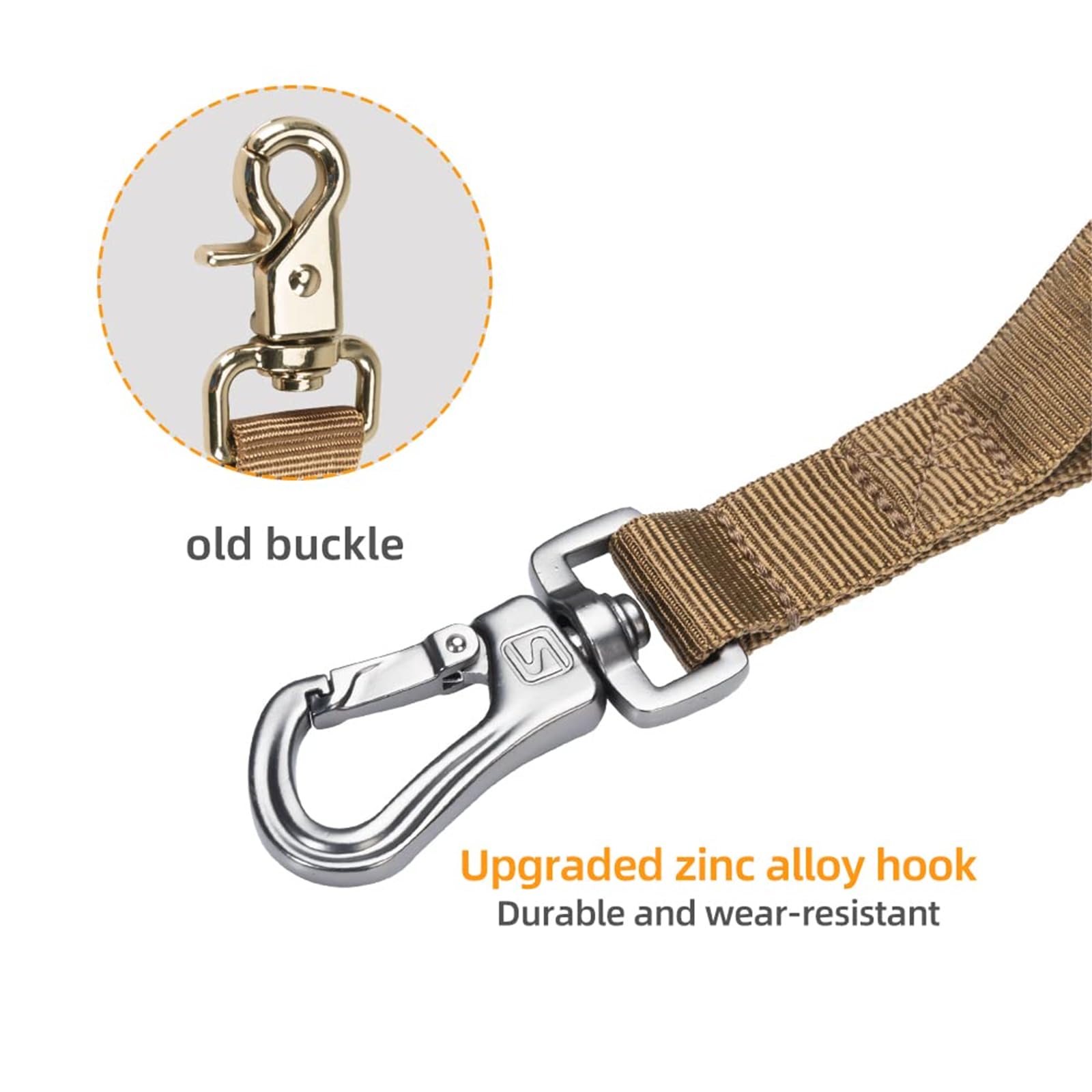 Excellent Elite Spanker Military Bungee Dog Leash Elastic Leads Rope With 2 Padded Control Handle For Medium And Small Dogs (Coyote Brown)
