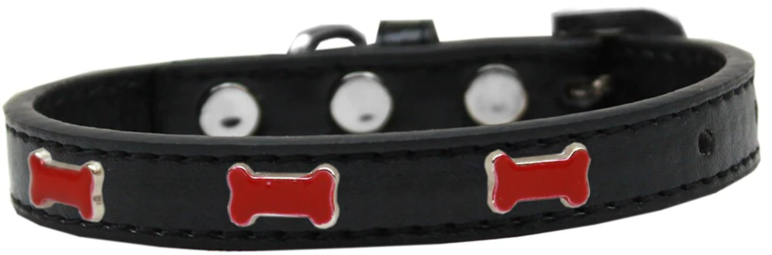 Dog, Puppy & Pet Widget Fashion Collar, Red Bone Black 12