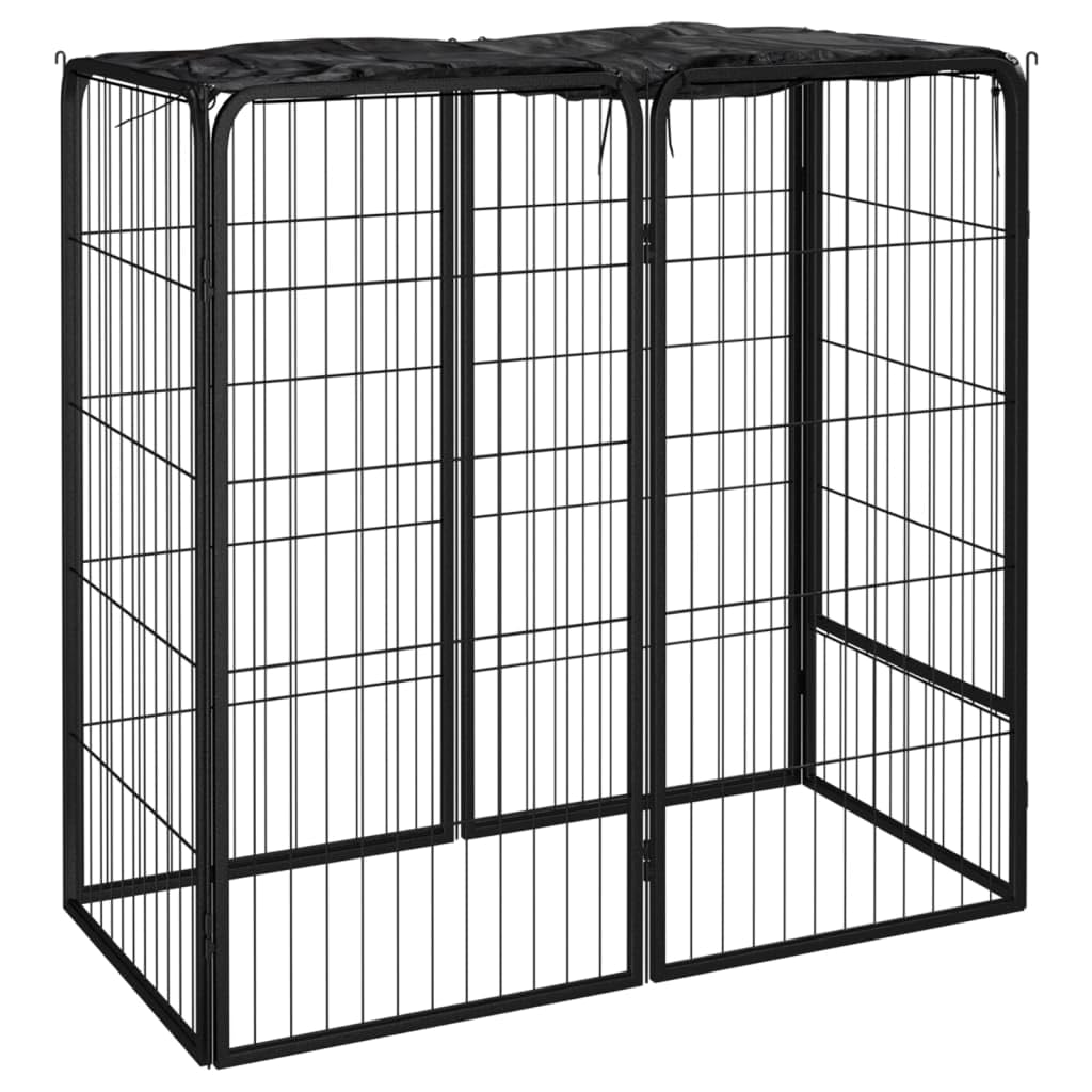 Vidaxl Dog Playpen – 6 Panels 19.7'X39.4' Powder-Coated Steel – Spacious, Robust And Portable Play Paradise – Ideal For Dog Trainers And Dog Lovers – Elegant Black