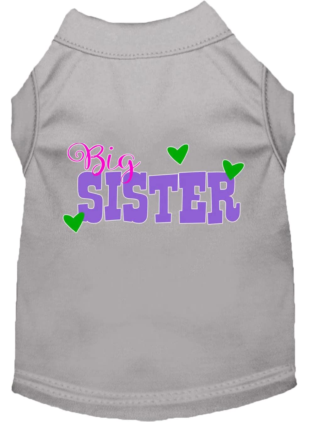 Pet Dog & Cat Shirt Screen Printed, "Big Sister" Gray XS (0-3 lbs.)