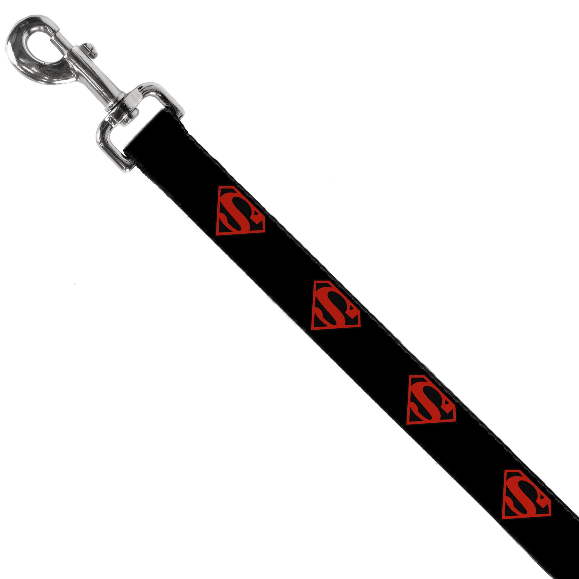 Dog Leash Superboy Shield Black Red 6 Feet Long 1.0 Inch Wide