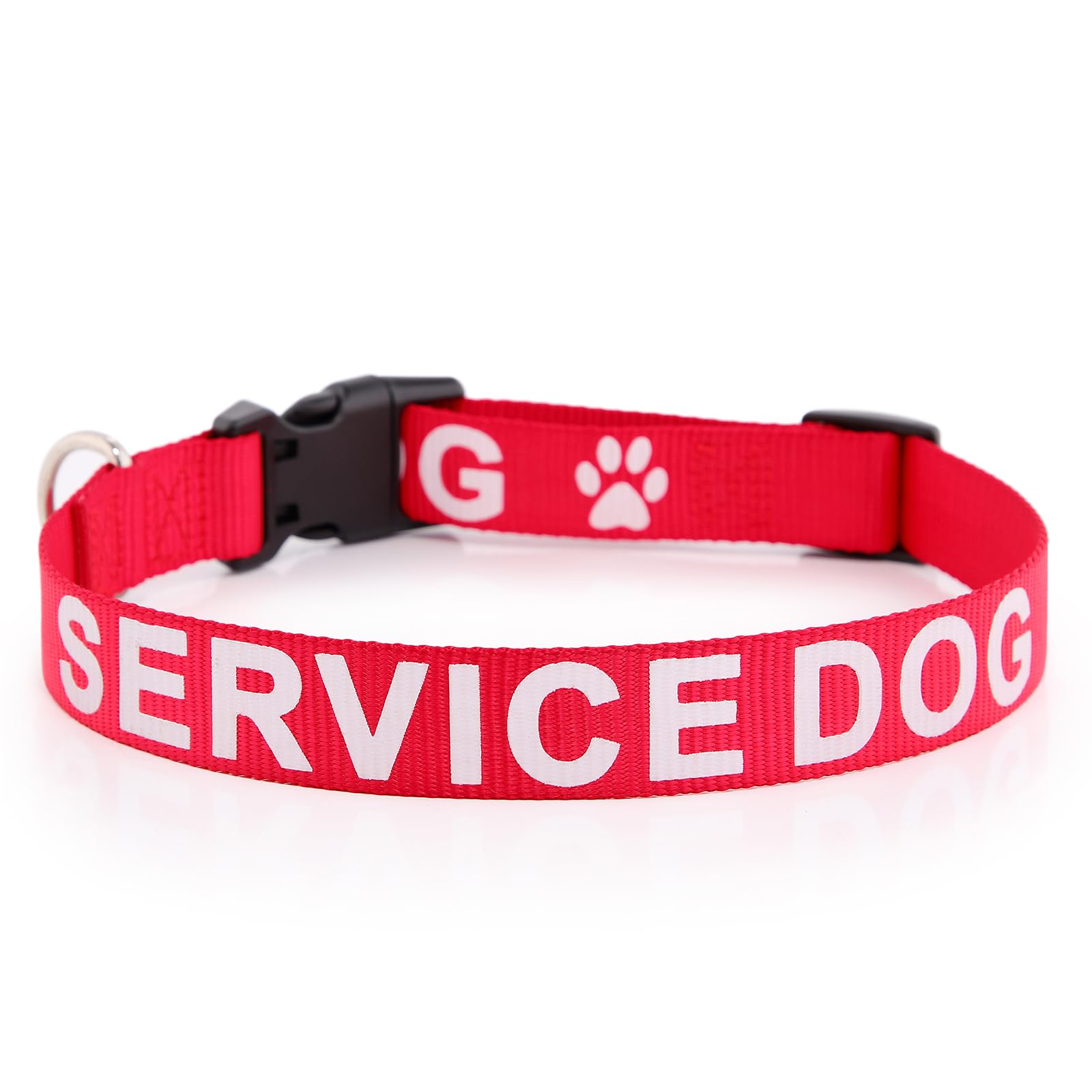 Plutus Pet Service Dog Collar,Printed In Large Letters On Nylon Webbing,Prevents Accidents By Warning Others Of Your Dog In Advance,Two Colors,Four Sizes,Neck 14-20 Inch,Medium,Red