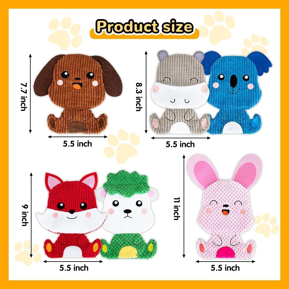 Awoof No Stuffing 5 Pack Squeaky Dog Toys - Durable Dog Chew Toy Set For Puppy, Small To Large (6Pcs)