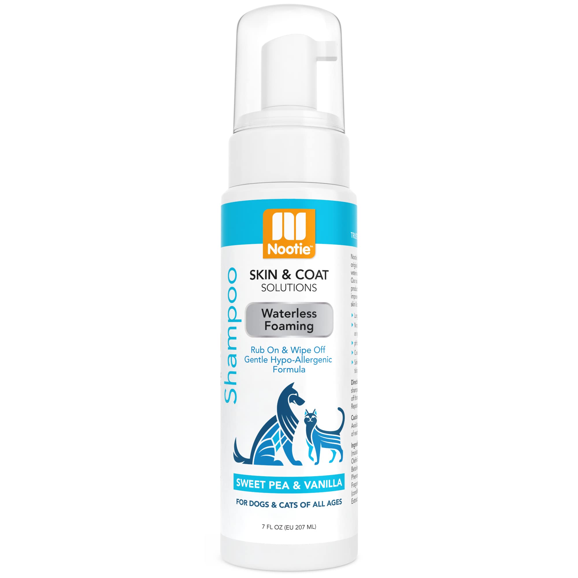 Nootie - Pet Waterless Foaming Shampoo For Sensitive Skin - No Rinse - Gentle Hypo-Allergenic Formula - Cleans & Conditions