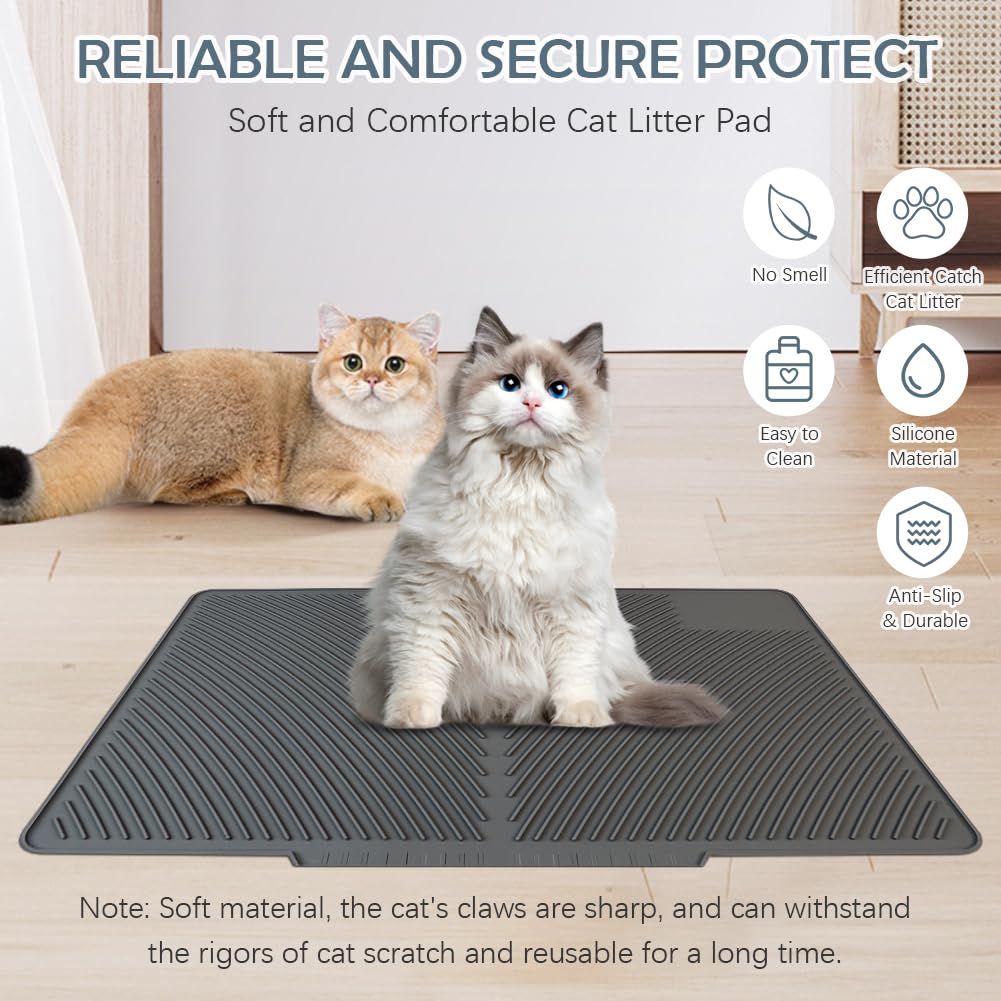 Cat Litter Mat, Silicone Kitty Litter Mat Waterproof Litter Catcher Mat, Litter Box Mat, Cat Litter Trapper For Floor, Anti-Slip