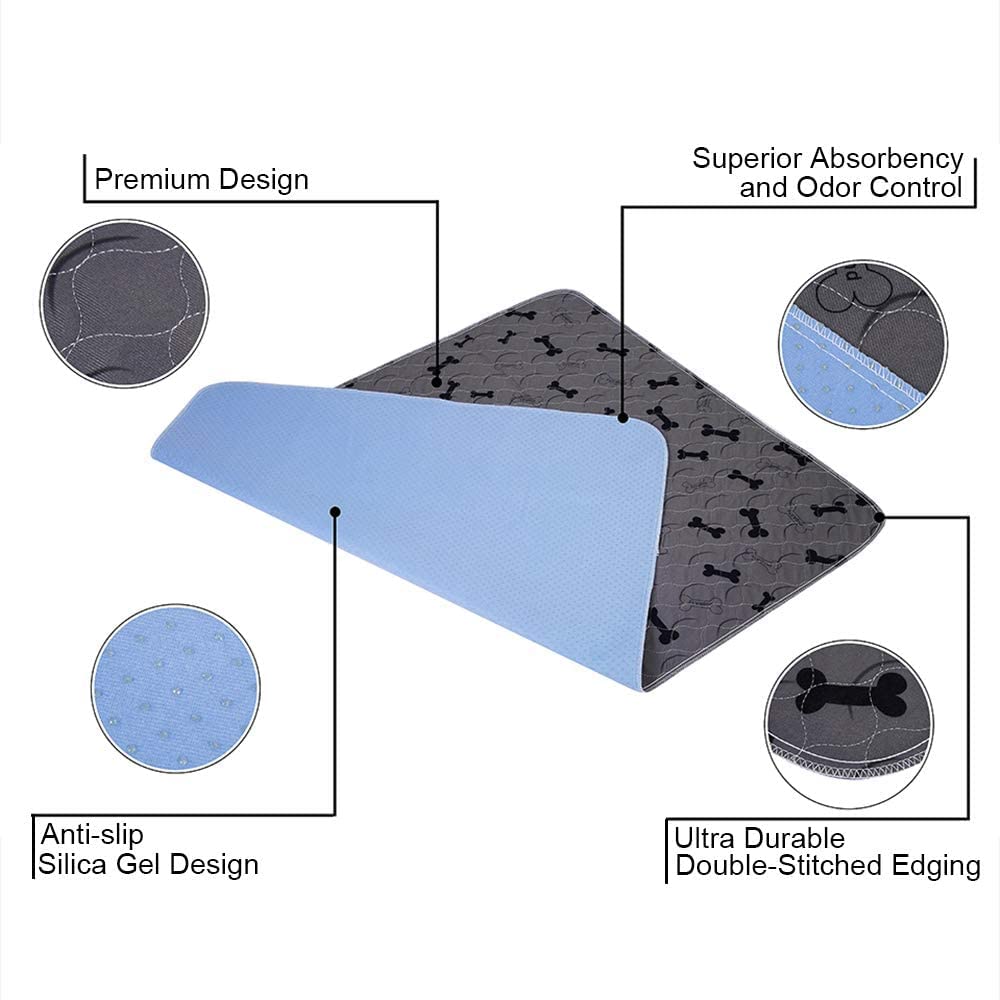 Washable Dog Pee Pads With Free Grooming Gloves,Non Slip Dog Mats With Great Urine Absorption,Reusable Puppy Pee Pads For Whelpi