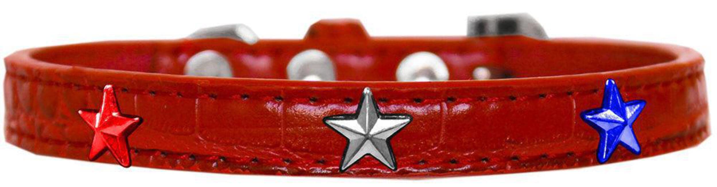 Dog, Puppy and Pet Designer Croc Widget Collar, "Red, White & Blue Stars" Red 20
