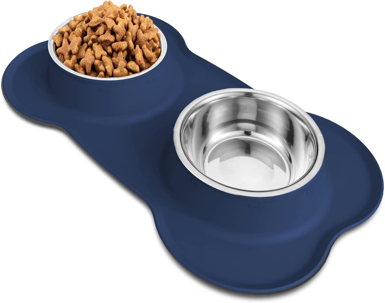 AsFrost Dog Food Bowls Stainless Steel Dog Bowls, Food Water Bowl Set with No Spill Non-Skid Silicone Mat, Dog Dish Double Pet F