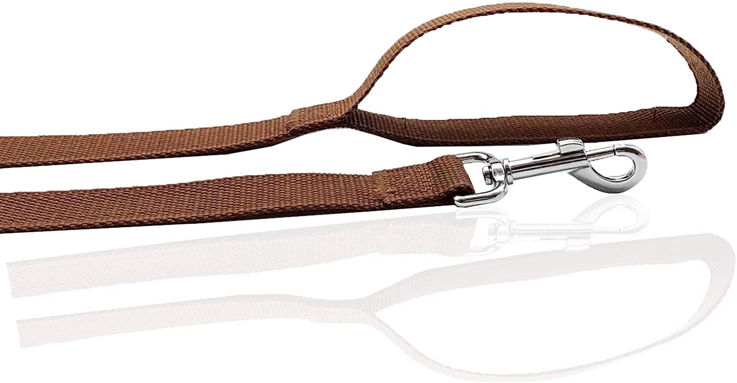 Nylon Dog Leash 4 Ft 5 Feet 6 Foot Long, Walking Training Dog Leashes For Medium Large Dogs, 1 Inch Wide (5/8'' X 6 Ft, Brown)
