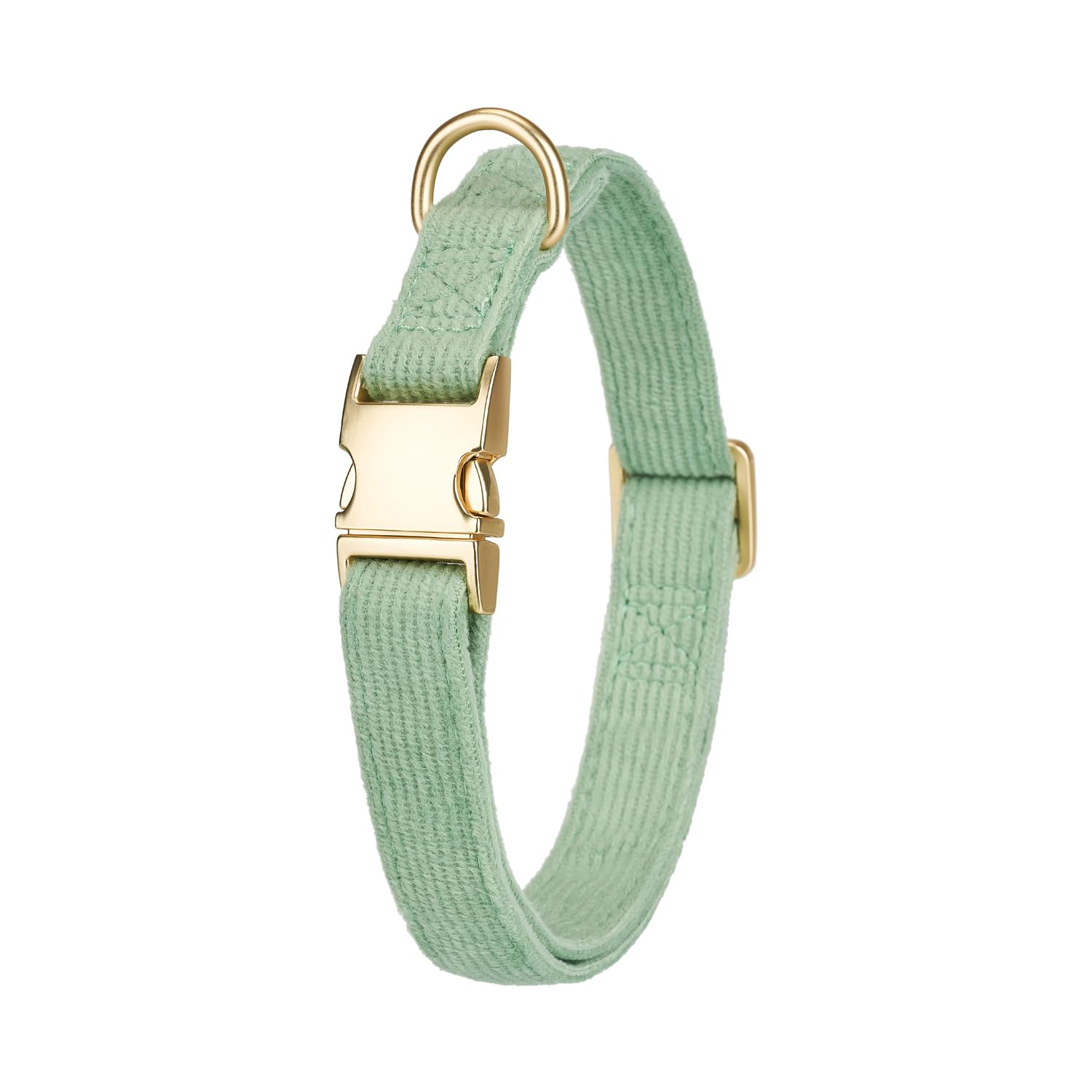 YUDOTE Soft Cotton Dog Collar with Metal Buckle Adjustable Heavy Duty Comfy Corduroy Collars for Small Medium Large Dogs,Grass G