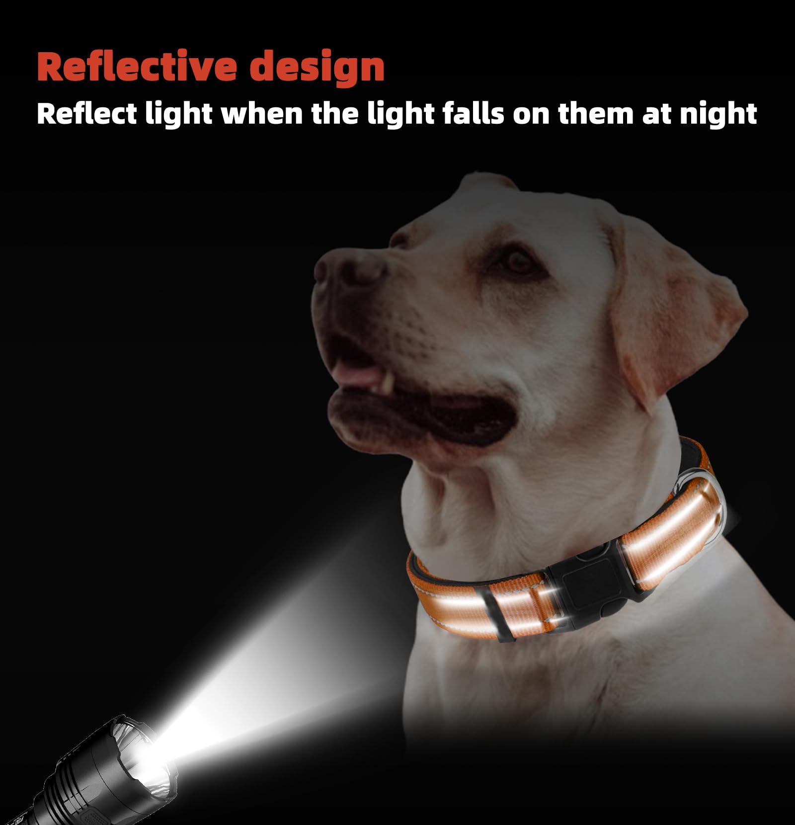 Large Dog Collar, Reflective Pet Collar With Buckle Adjustable Safety Nylon Collars For Small Medium Large Dogs, Orange