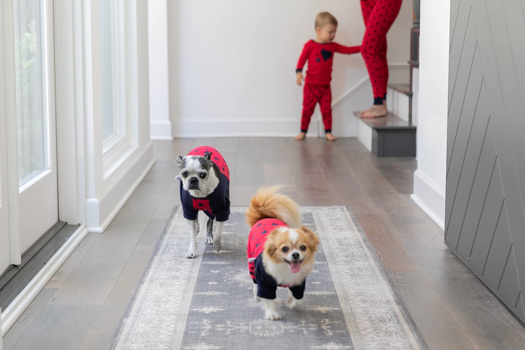 Leveret Matching Dog Pajamas Christmas Pjs 100% Cotton Navy Hearts Size Large