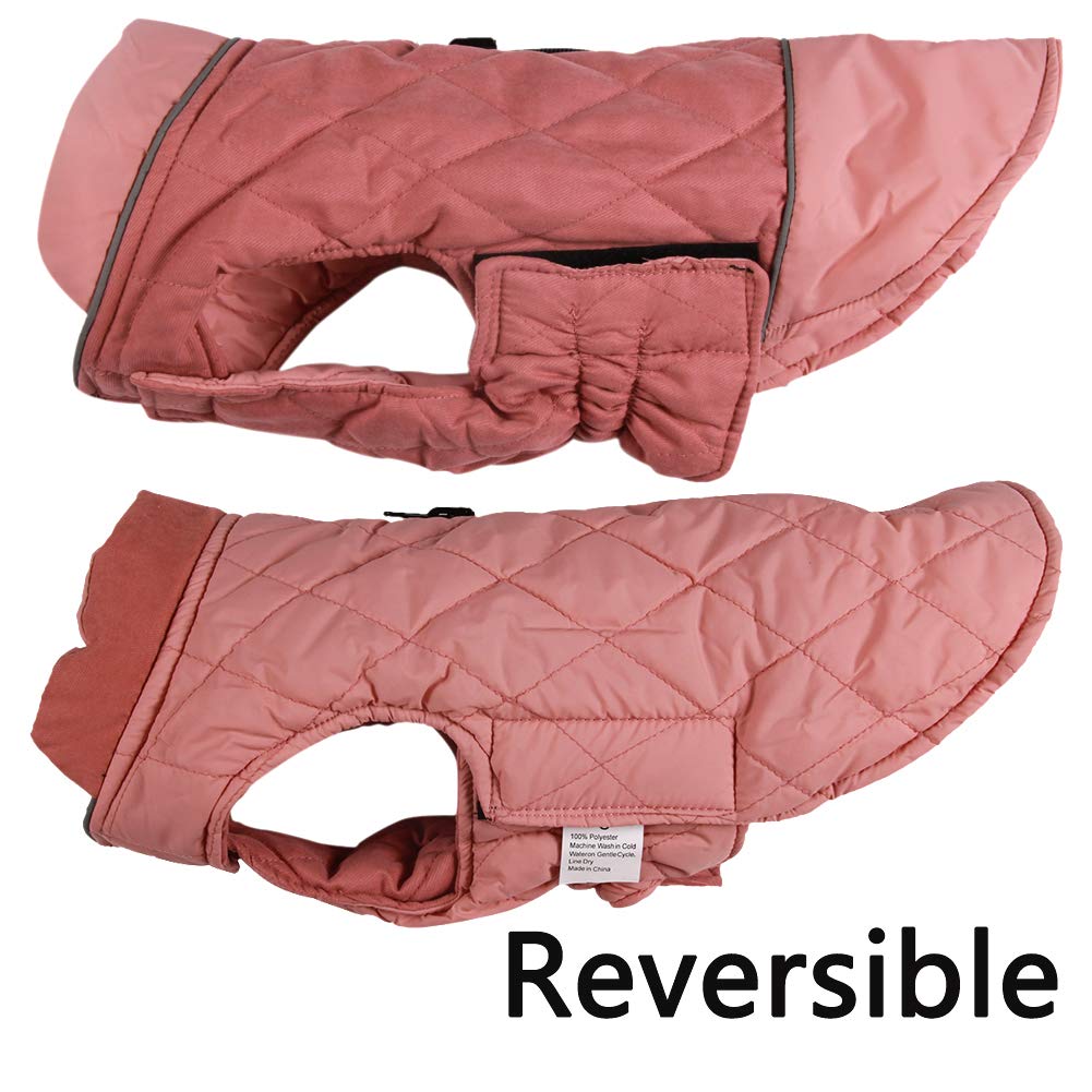 Vecomfy Reversible Dog Coats For Small Dogs Waterproof Warm Puppy Jacket For Cold Winter,Pink S