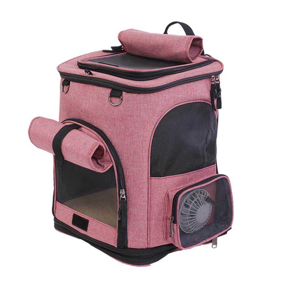 Falytemow Cat Carrier Backpack With Wheels Small Pet Carrying Bag With Breathable Mesh And Fan Collapsible Waterproof Cat Case F