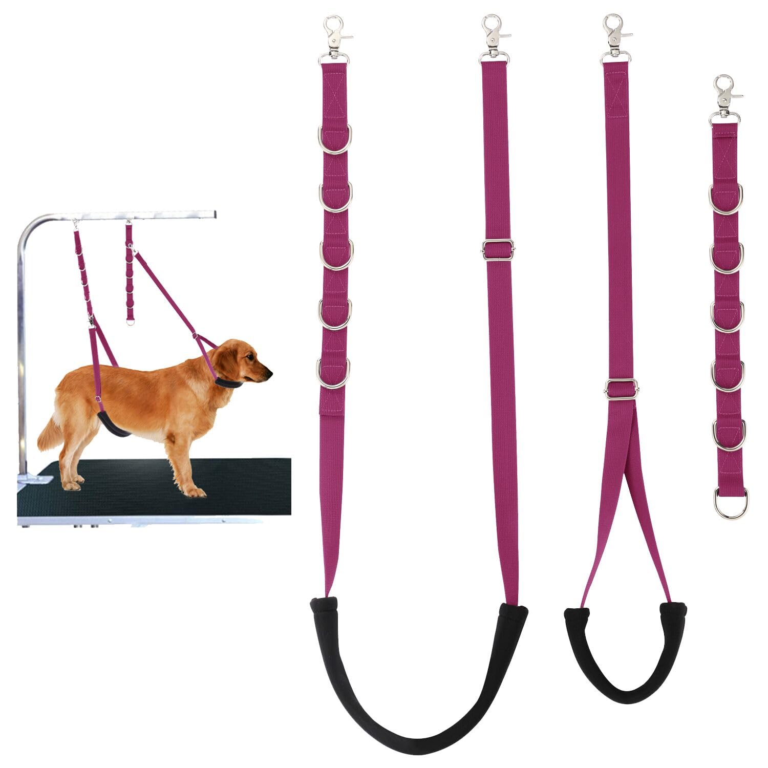 Dog Grooming Belly Straps Hot Pink Pet Grooming Supplies 3 Sets Professional Dogs Belly Band Pets Dogs Groomer Extension Strap T