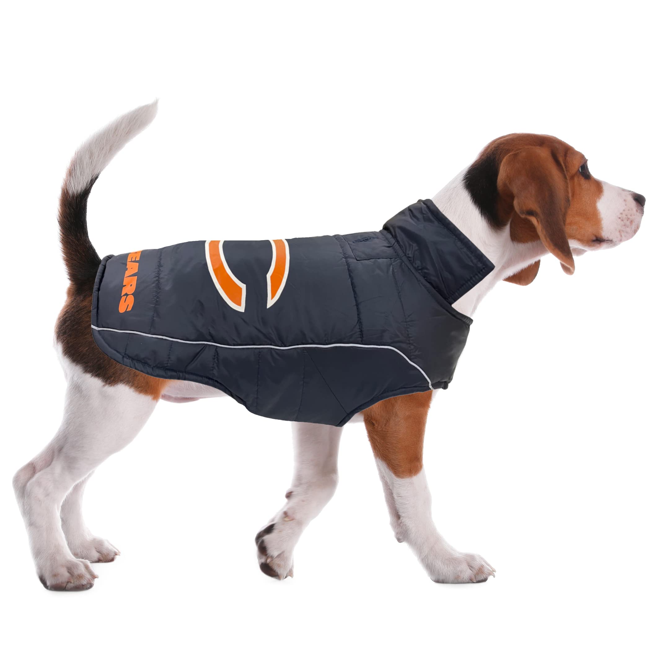 Pets First NFL Chicago Bears Puffer Vest for Dogs & Cats, Small, Waterproof, Cozy Dog Coat, Model CHI-4081-SM