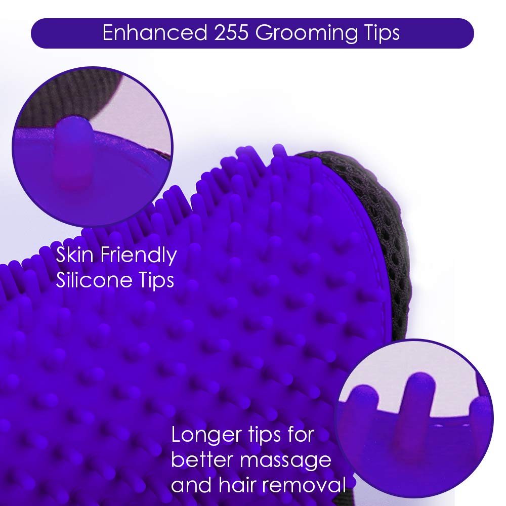 Upgrade Version Pet Grooming Glove - Gentle Deshedding Brush Glove - Efficient Pet Hair Remover Mitt - Enhanced Five Finger Desi