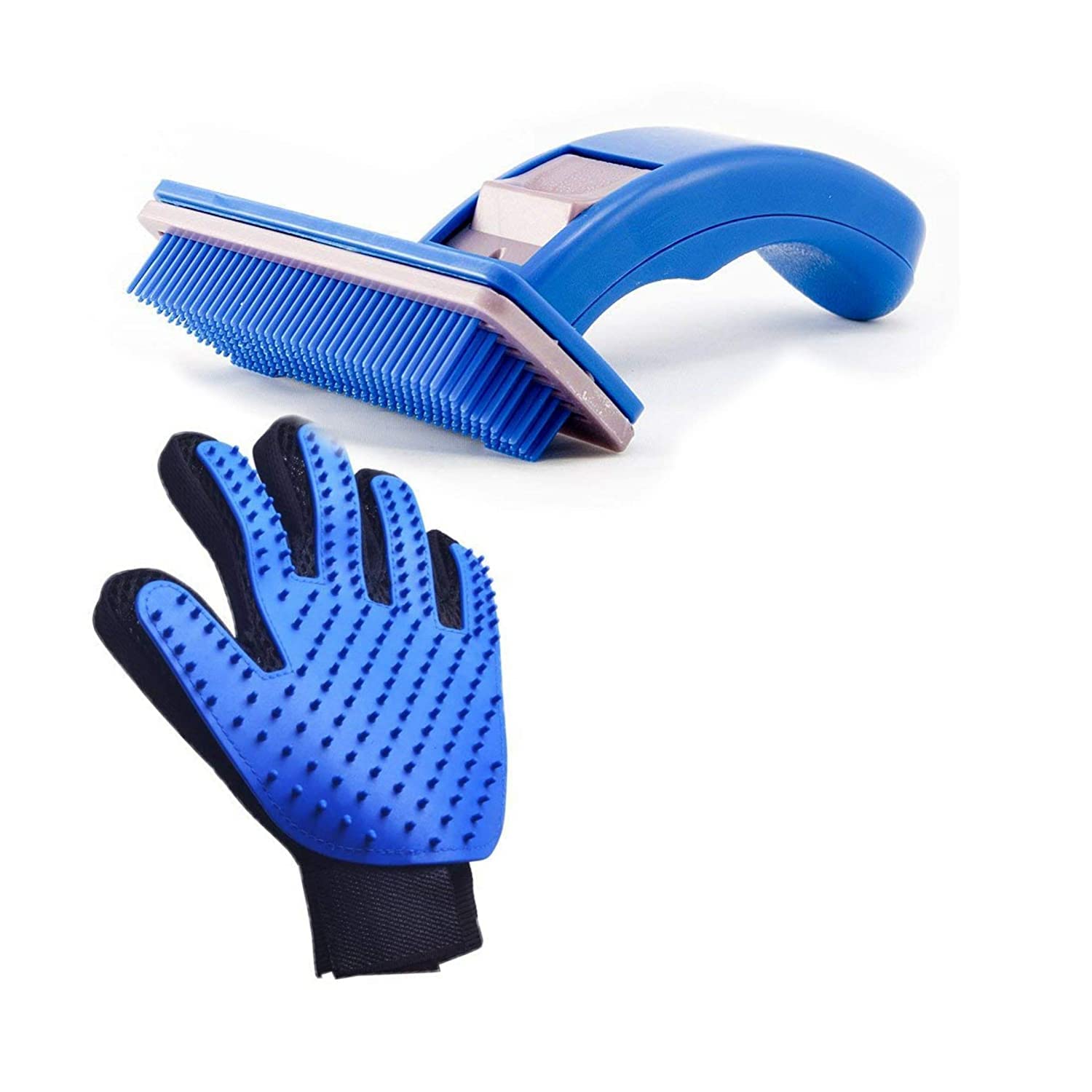W9 Pet Products 2Plastic Self Cleaning Slicker Brush Comb with Grooming Glove for Dog and Cat