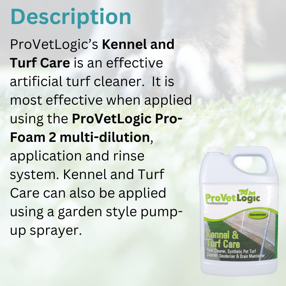 ProVetLogic Kennel & Turf Care Floor Cleaner, Deodorizer & Drain Maintainer, 128 Fl Oz, Concentrated Formula