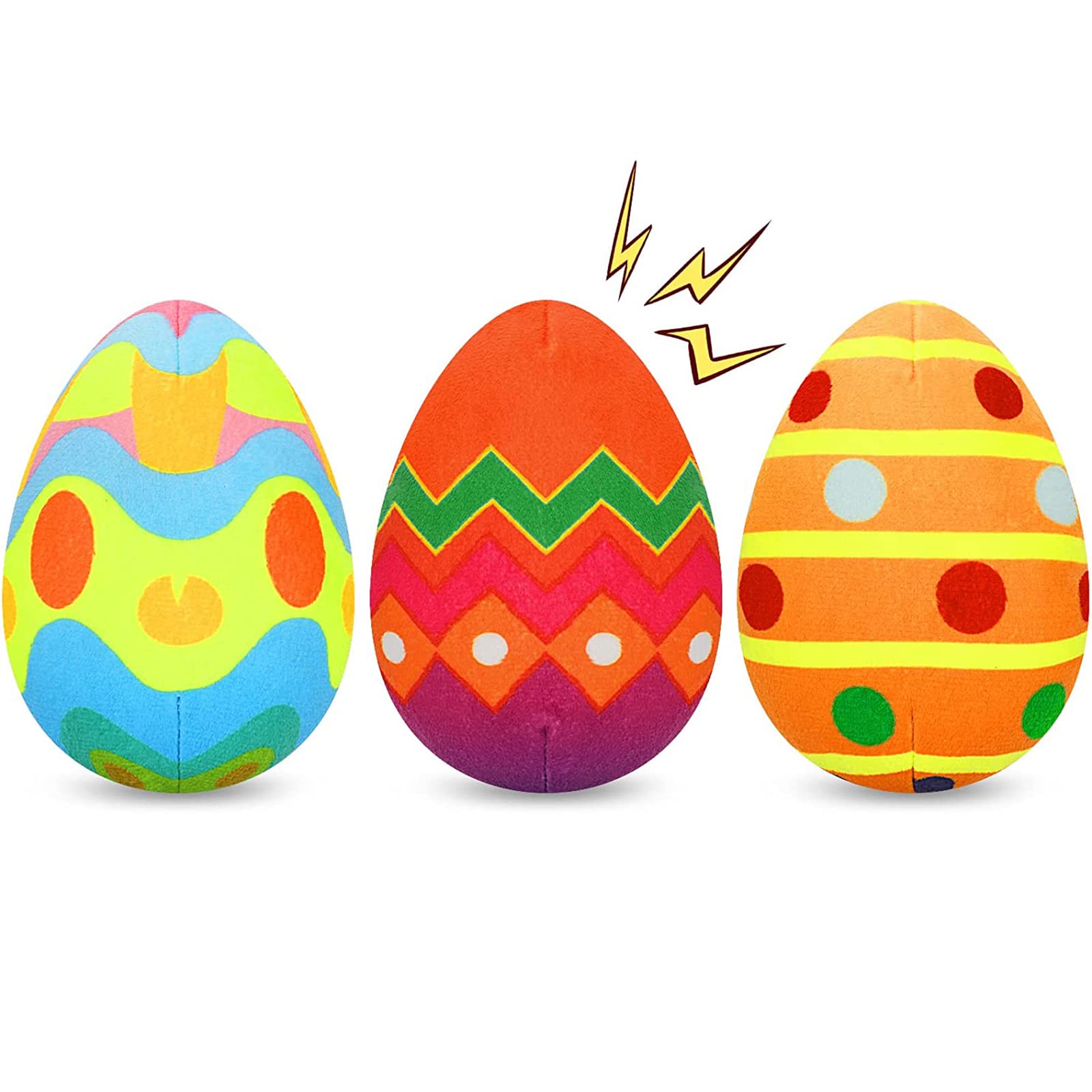 Rypet 3 Pack Easter Toys For Dogs Stuffed Dog Toys Egg Squeaker Plush Pet Toy Puppy Chew Toys Easter Gift For Small Medium Dogs