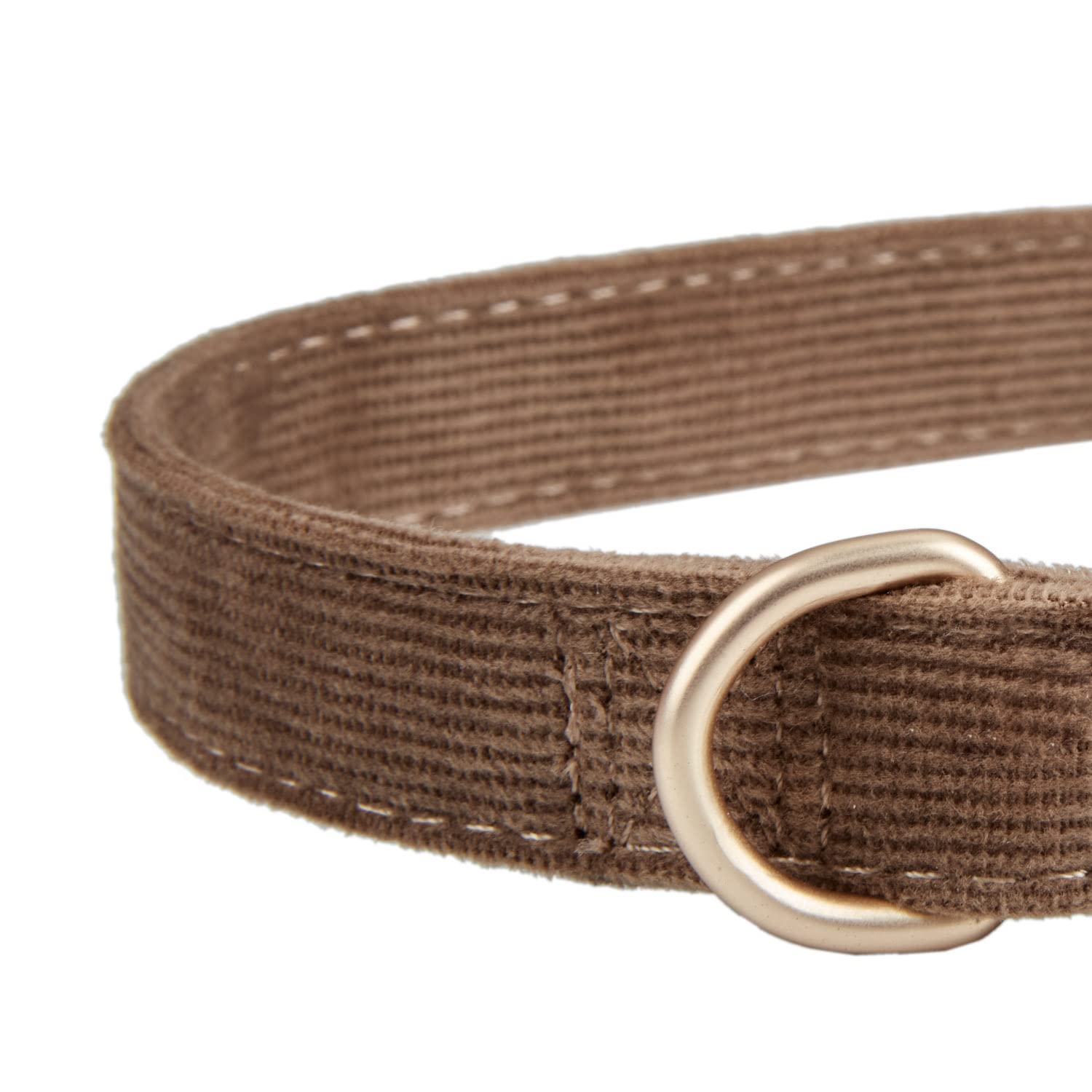 YUDOTE Soft Cotton Dog Collar with Metal Buckle Adjustable Heavy Duty Comfy Corduroy Collars for Small Medium Large Dogs,Brown,M