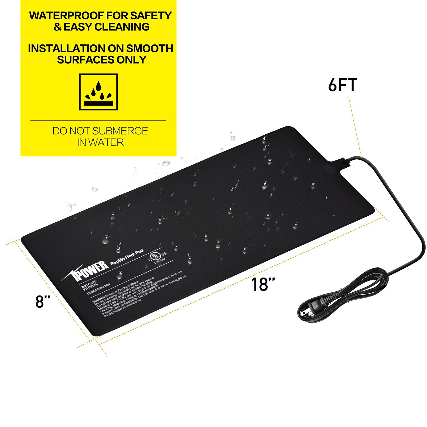 Ipower 8X18 Inch Reptile Heat Pad Under Tank Heater Terrarium Warmer Heating Mat And Digital Thermostat Controller For Turtles L