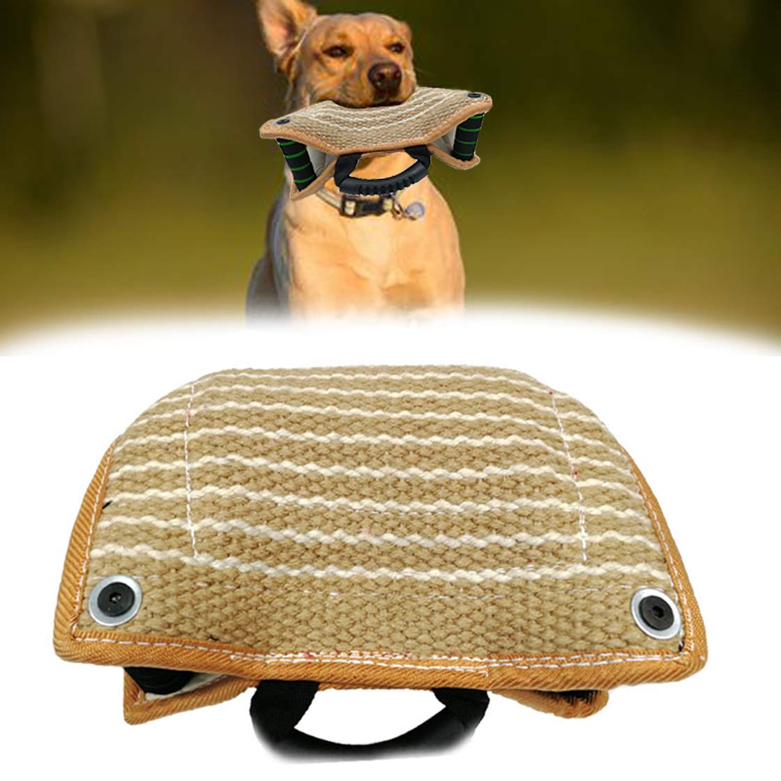 Morezi Dog Targeting Bite Wedge Tug Toy For Malinois,German Shepherd,Schutzhund Training,Jute/French Linen