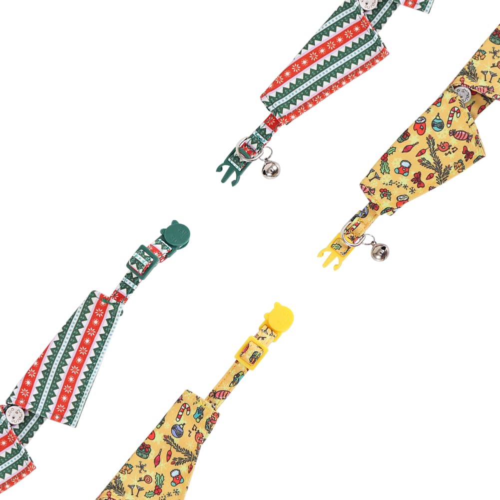 Lamphyface Christmas Cat Collar Breakaway With Cute Bow Tie And Bell Accessories Holiday For Kitty Adjustable Safety