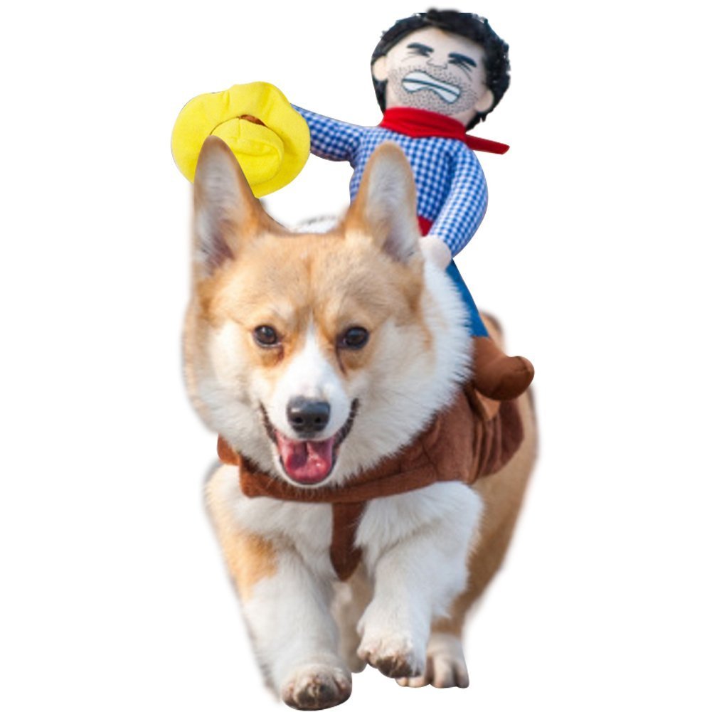 Ismarten Cowboy Rider Dog Costume For Dogs Outfit Knight Style With Hat Pet Costume For Halloween Day (Medium)