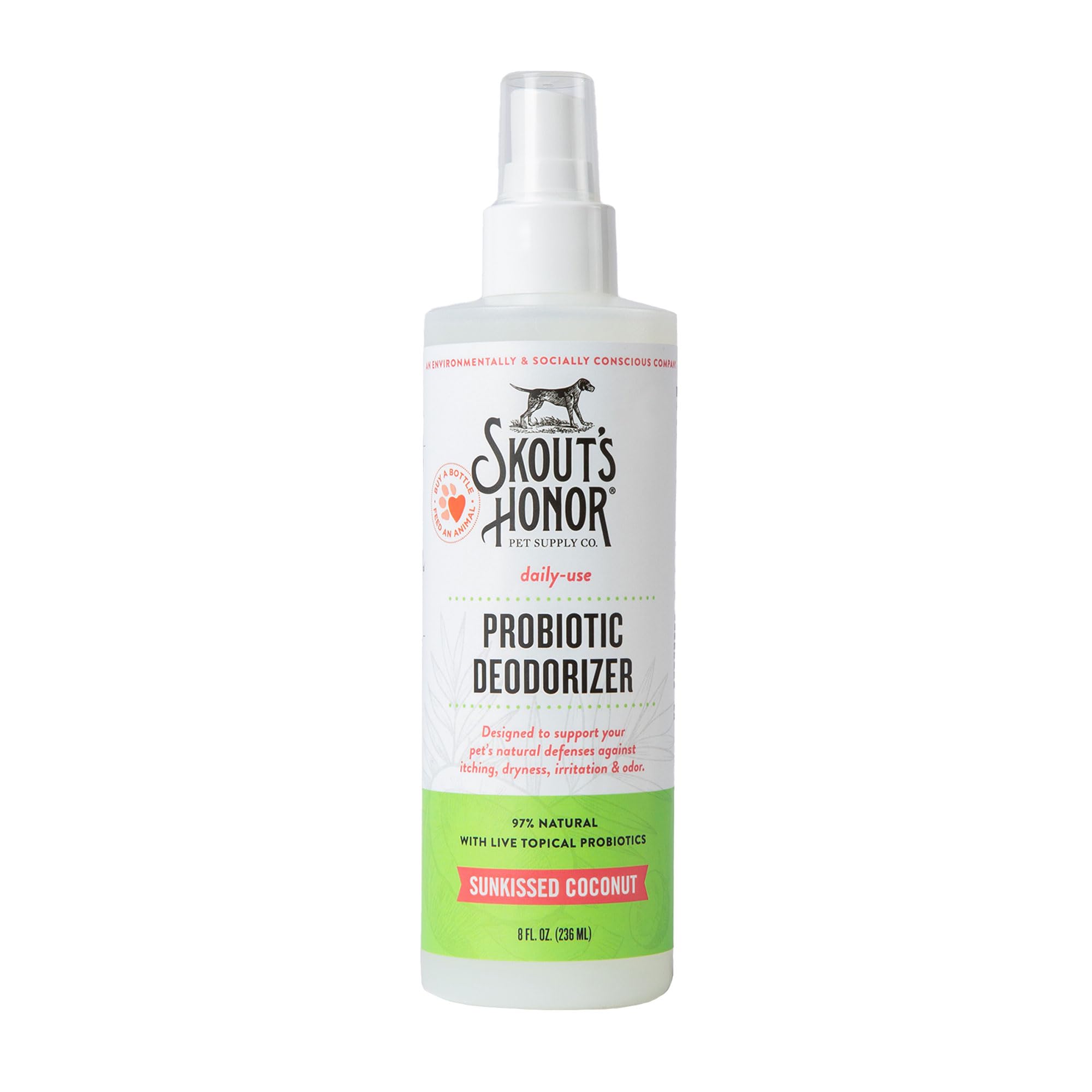 Skout'S Honor Pet Deodorizer Spray- Hydrating Daily-Use With Avocado Oil & Omega-3S, Paraben & Sulfate-Free, 97% Natural, 8Oz, S
