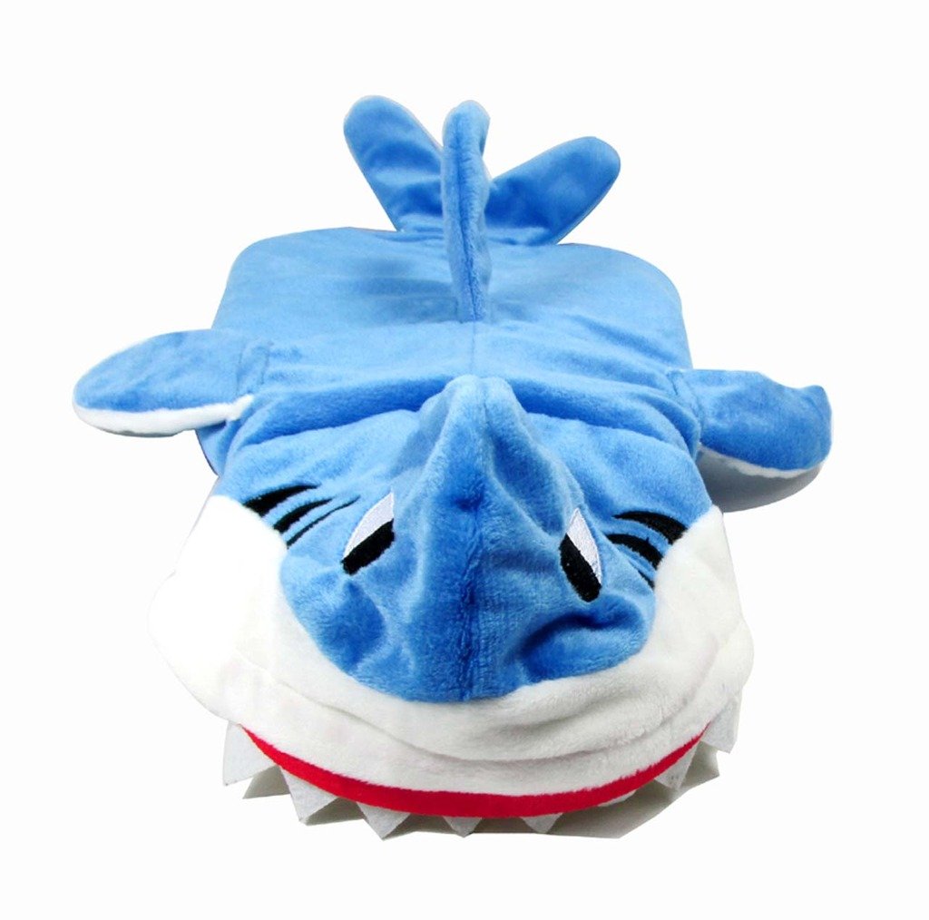 Mogoko Funny Dog Cat Shark Costumes, Pet Halloween Christmas Cosplay Dress, Adorable Blue Shark Pet Costume,Animal Fleece Hoodie Warm Outfits Clothes (Xl Size)