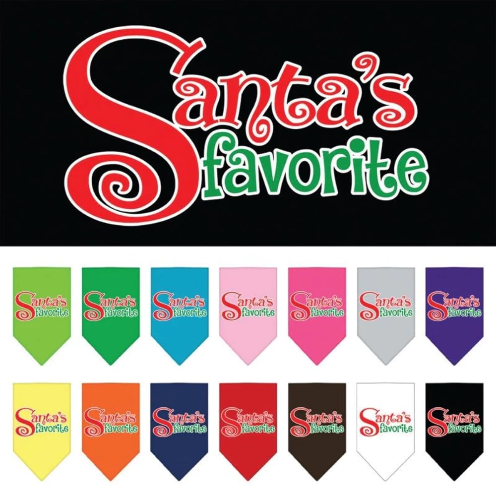 Christmas Pet and Dog Bandana Screen Printed, Santa's Favorite Yellow Small