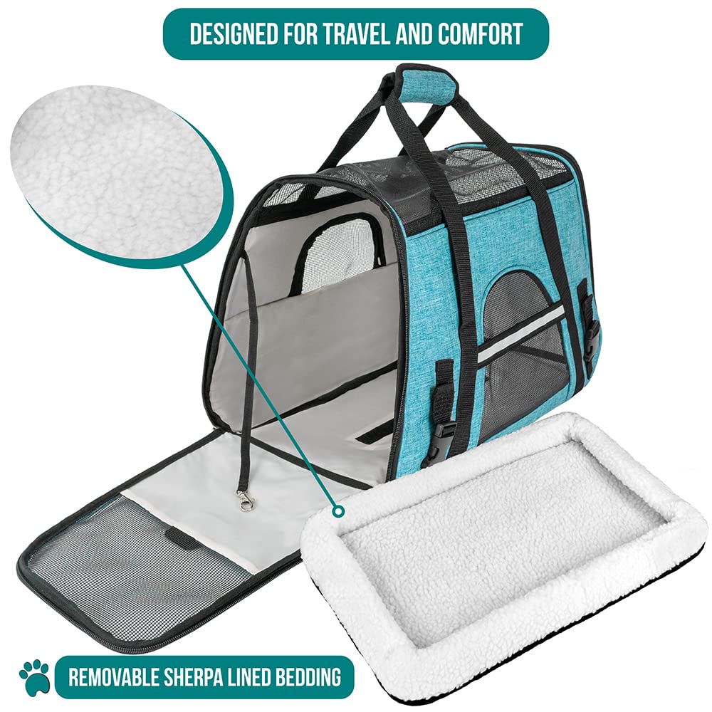 Petami Premium Airline Approved Soft-Sided Pet Travel Carrier  Ideal For Small - Medium Sized Cats Dogs And Pets  Ventilated Com