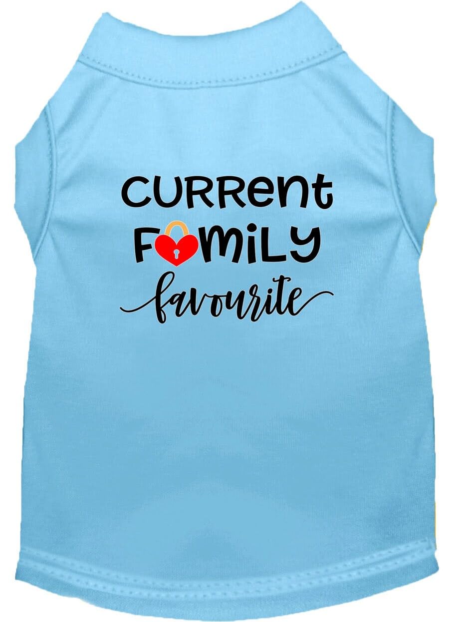 Pet Dog & Cat Shirt Screen Printed, "Current Family Favorite" Baby Blue LG (10-14 lbs.)