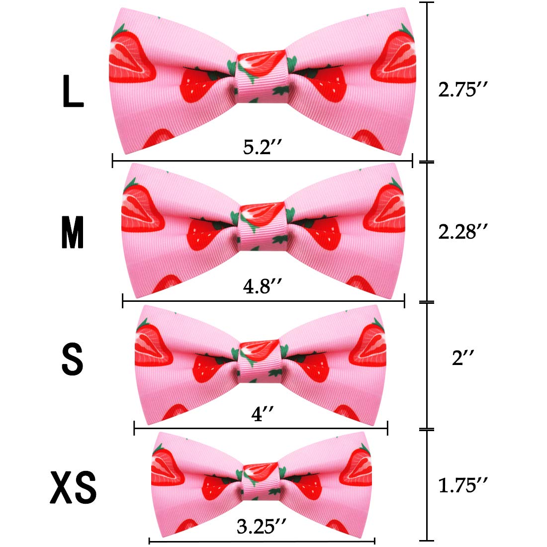 Azuza Dog Collar Bow Tie, Lovely Pink Strawberry Dog Collars With Bowtie For Extra Small Dogs