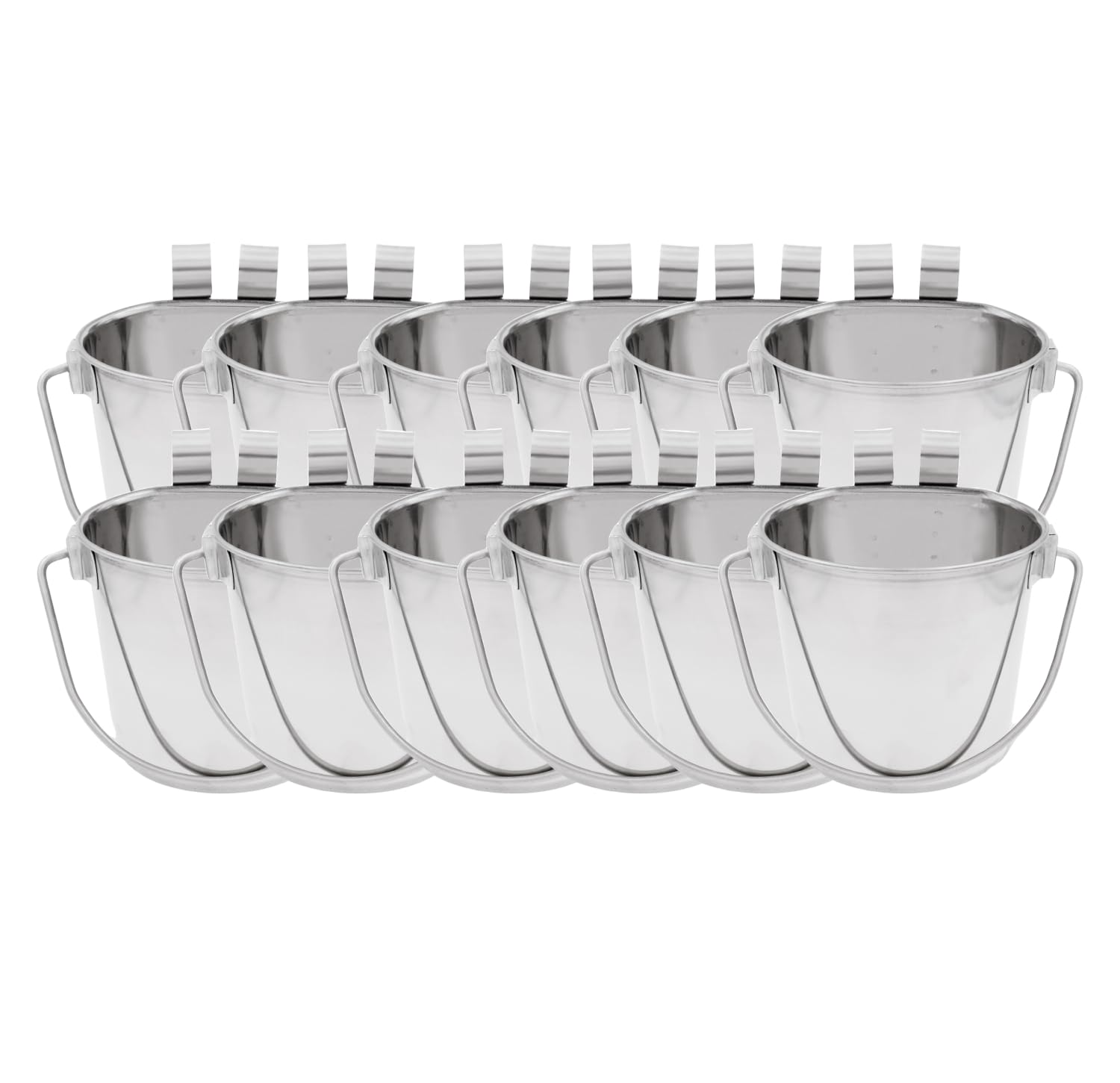 Fuzzy Puppy Flat Sided Pail with Dual Hooks, Snugly Fit On Dog, Cat and Critter Crates & Cages, Heavy Duty Stainless Steel | 1 Q