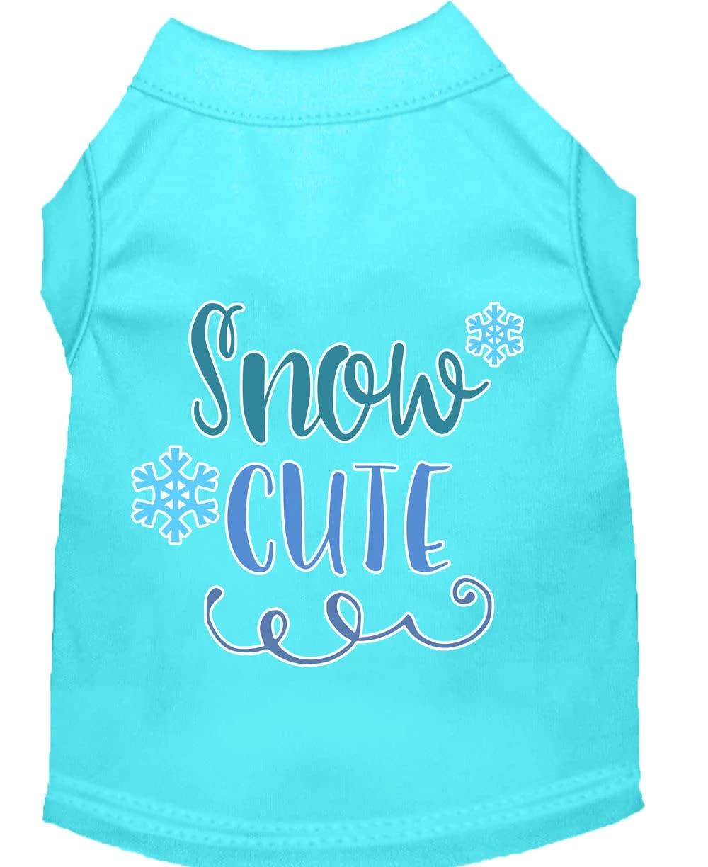 Christmas Pet Dog & Cat Shirt Screen Printed, "Snow Cute" Aqua LG (10-14 lbs.)