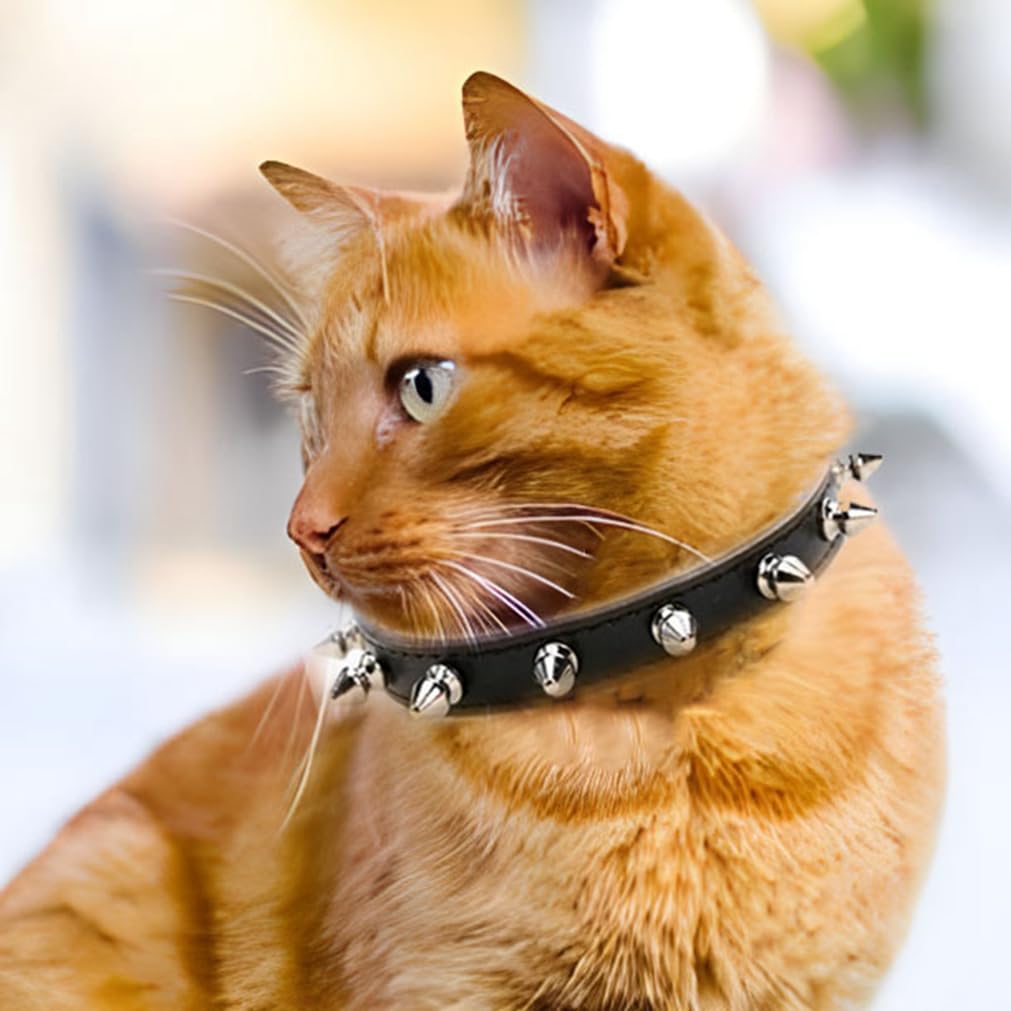 Spiked Dog Collar, Spike Cat Collars Spiky Studded Puppy Collar Boy Stud Rivet Pu Leather Mushroom Adjustable For Xsmall Small M