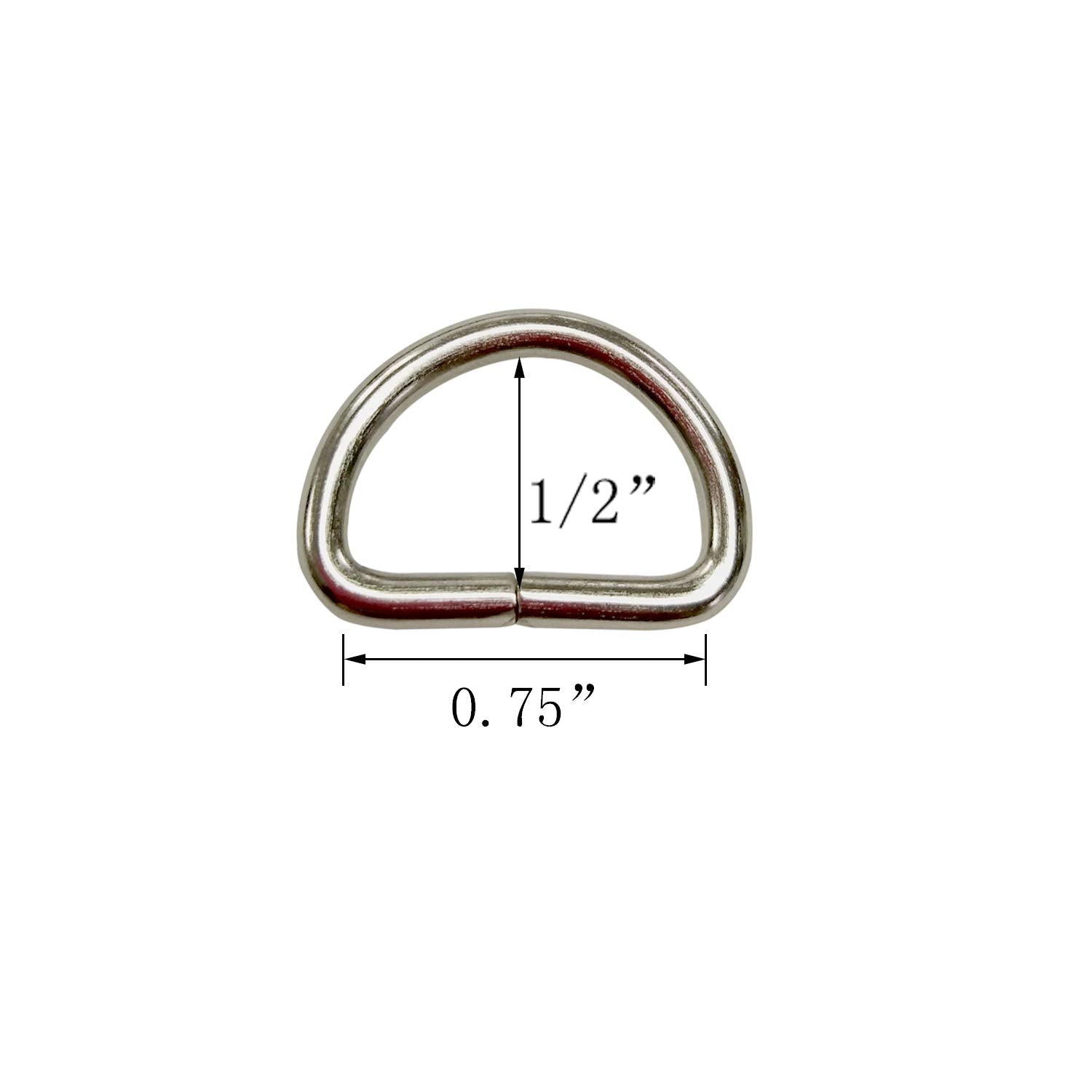 50 Pack Of Metal D Rings Heavy Duty 3/4 Inch D-Rings For Sewing, Keychains, Belts And Dog Leash