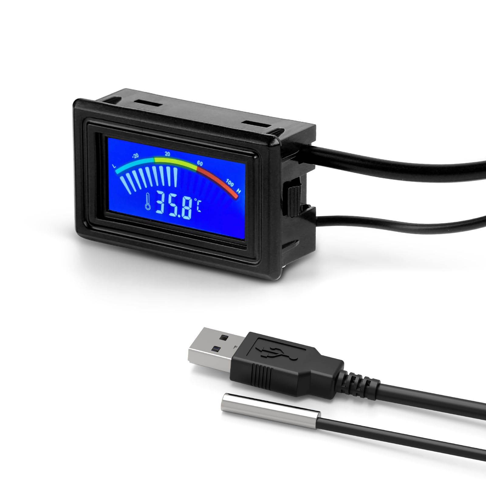 Keynice Digital Thermometer, Aquarium Thermometer, Digital Temperature Gauge, Temperature Monitor With Sensor, Usb Power Supply, ? And ? Switchable, Lcd Display, Usb Thermometer Indoor Outdoor
