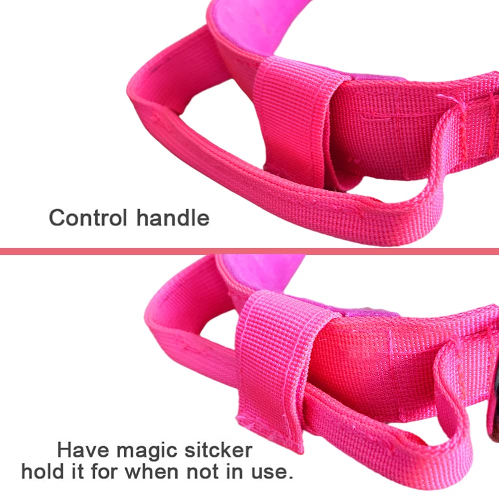 Tactical Dog Collar Military Dog Collar Adjustable Nylon Dog Collar Heavy Duty Metal Buckle With Handle For Dog Training ( Pink ,Xl )