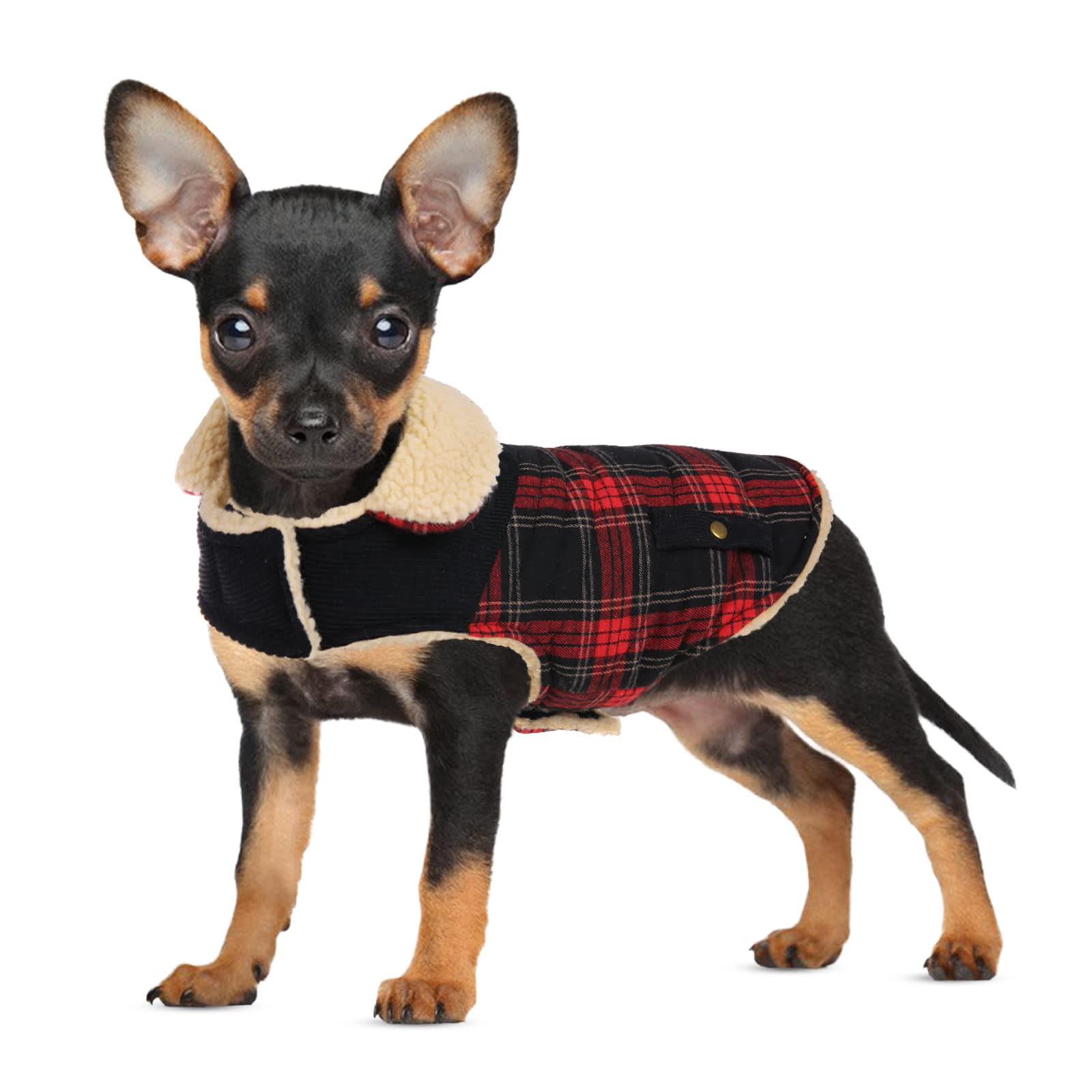 Preferhouse Winter Coat For Small And Medium Dogs, Puppy Plaid Jacket, Cotton Coat For Cold Weather, Windproof Warm Dog Garments